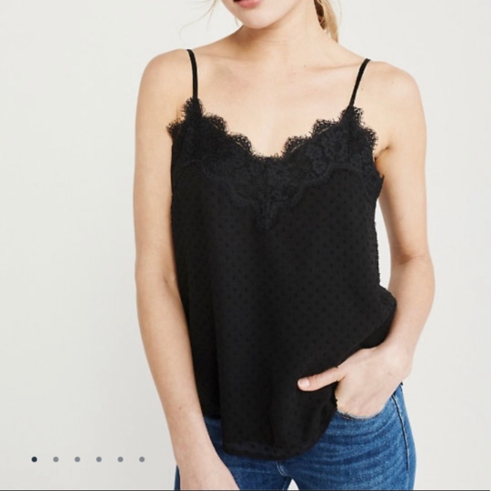 Abercrombie lace trim clipdot cami, M, EUC